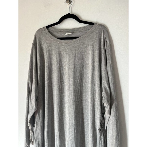 Ava & Viv Light Gray Jersey Knit Lace Up Waist Long Sleeve Midi Dress Size 1X - Picture 3 of 6